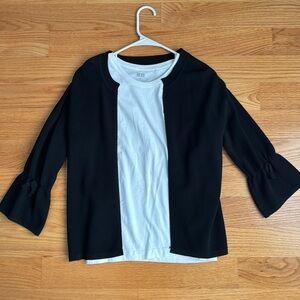Women Black Open Front Cardigan